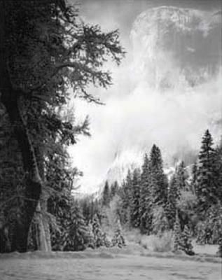 Half Dome in Yosemite gehuld in winterse sneeuw door Ansel Adams